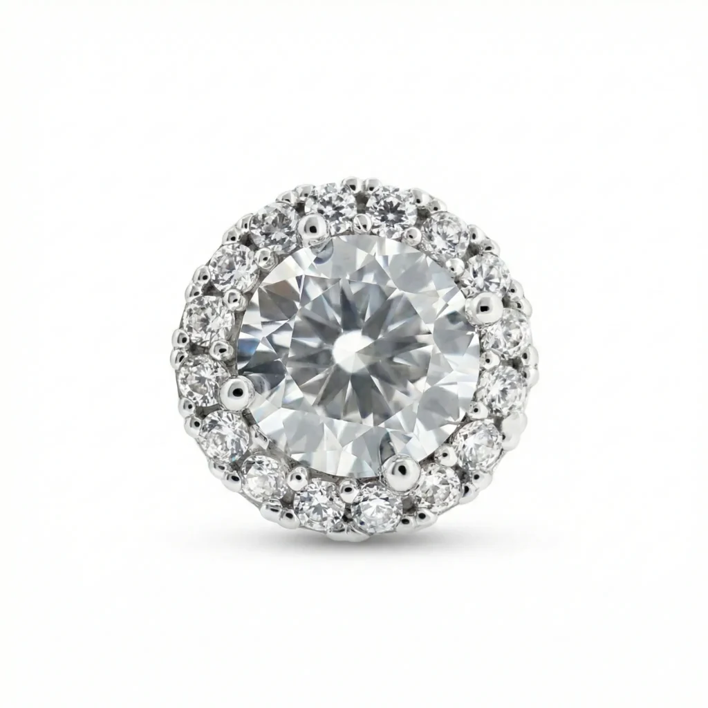 Cercei studs din aur alb 14k cu zirconia — Luvand Jewelry