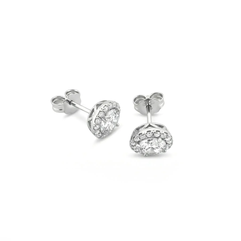 Cercei Luvand din aur alb studs cu zirconia (1)