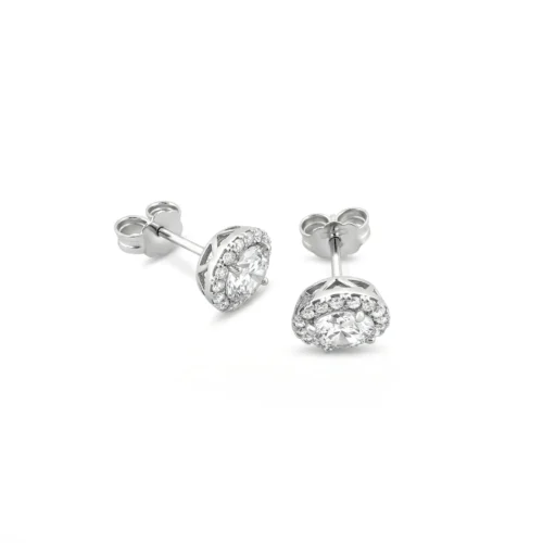 Cercei Luvand din aur alb studs cu zirconia (1)