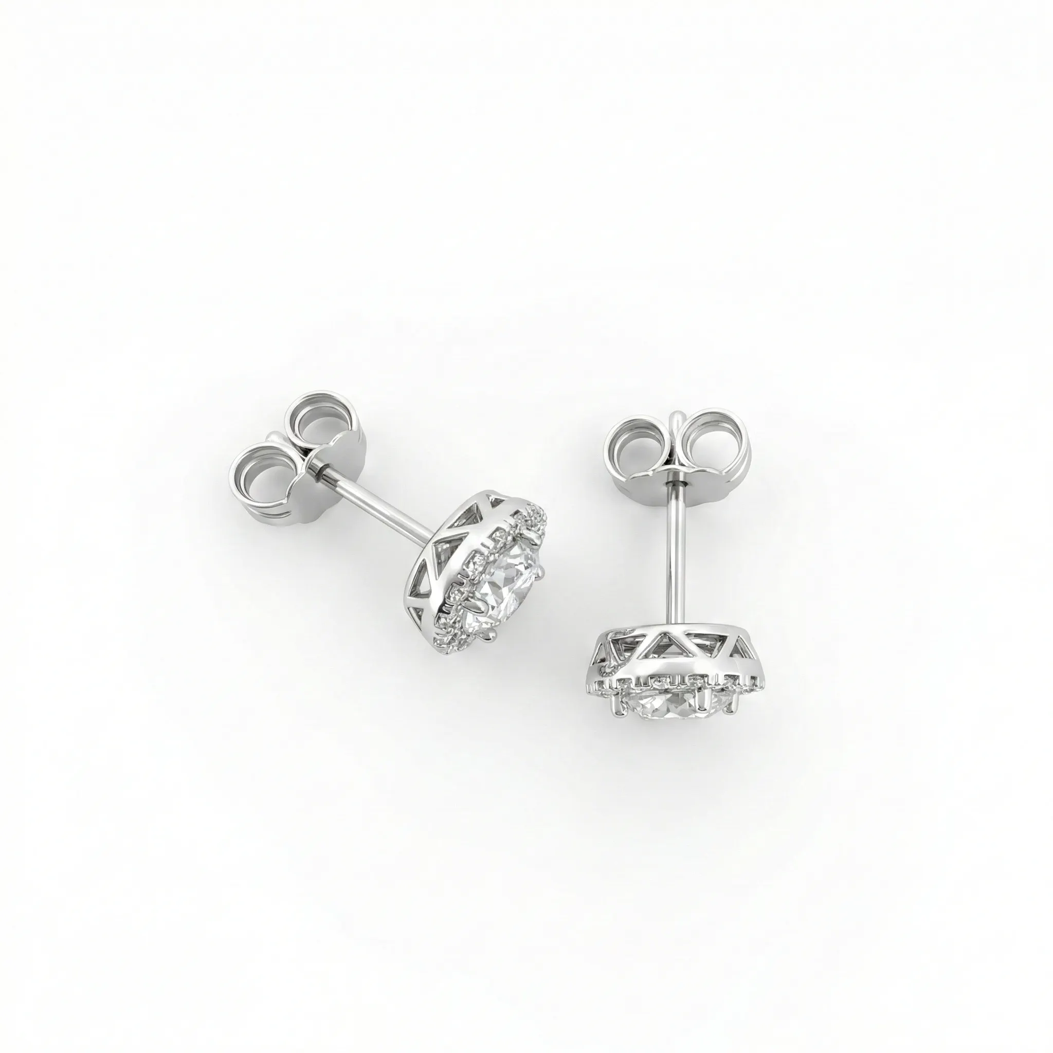 Cercei Luvand din aur alb studs cu zirconia (1)