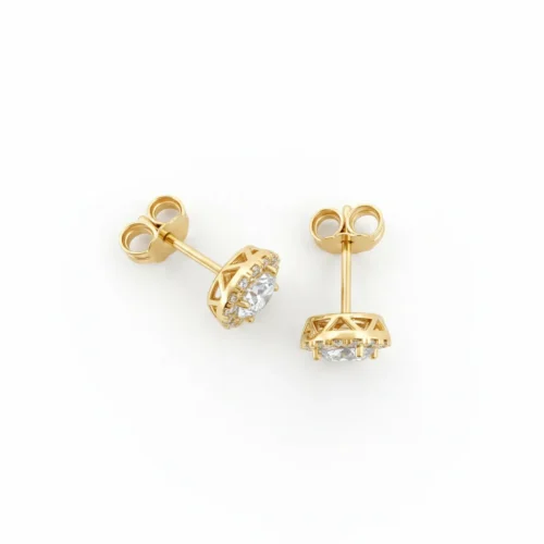 Cercei Luvand din aur galben studs cu zirconia (1)