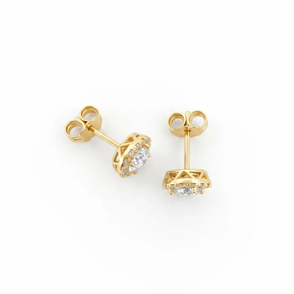 Cercei Luvand din aur galben studs cu zirconia (1)