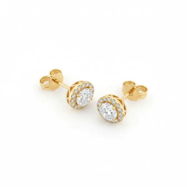 Cercei Luvand din aur galben studs cu zirconia (1)