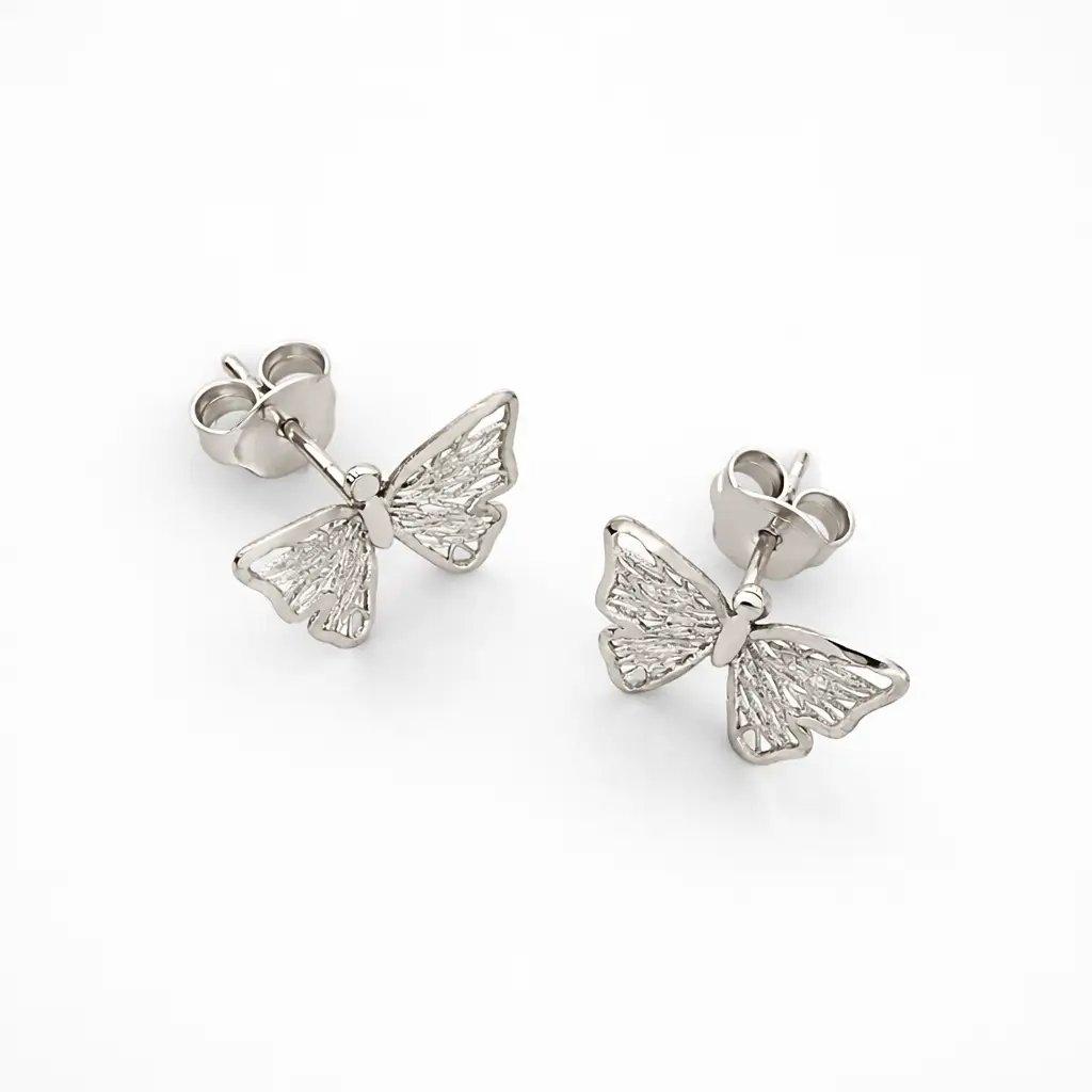 Cercei Luvand din aur alb fluturasi