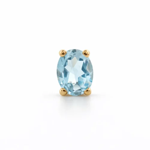 Cercei din aur galben 14k cu piatră albastră — Luvand Jewelry