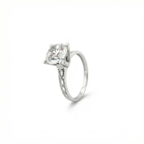 Inel din aur alb 14k cu zirconia — Luvand Jewelry