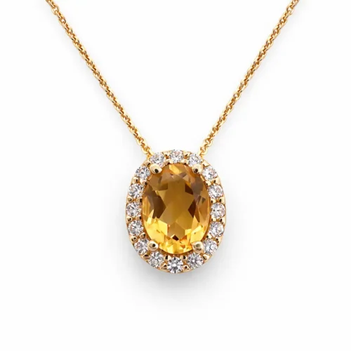 Lănțișor cu pandantiv oval din aur galben 14k — Luvand Jewelry