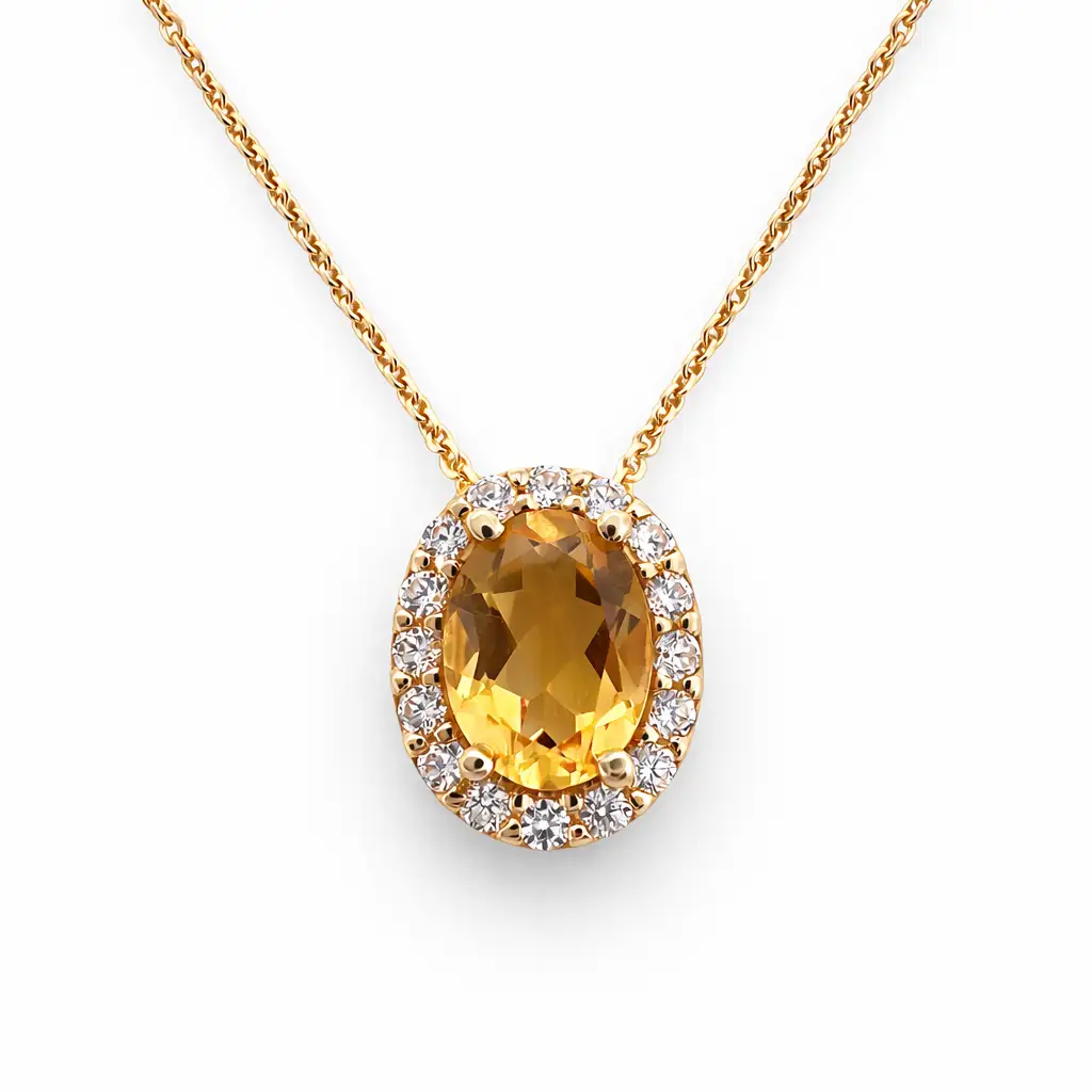 Lant Luvand cu pandantiv din aur galben cu piatra ovala (1)