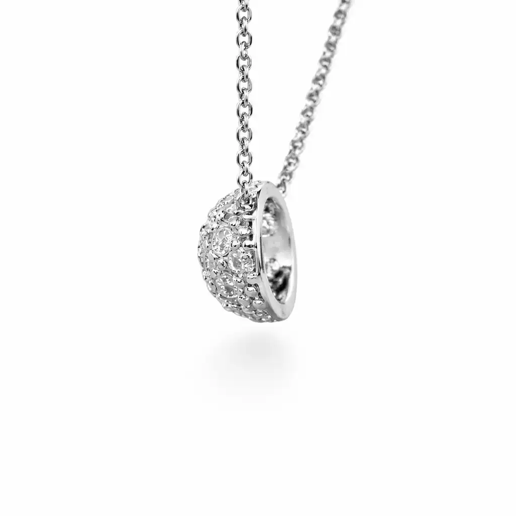 Lant cu pandantiv din aur alb cu pietre (3)