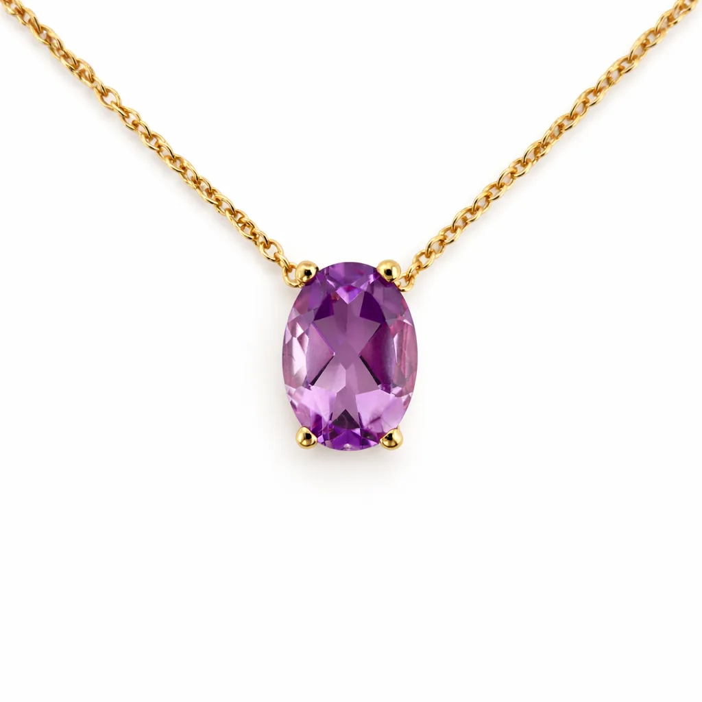 Lant cu pandantiv din aur galben cu amethyst violet (1)