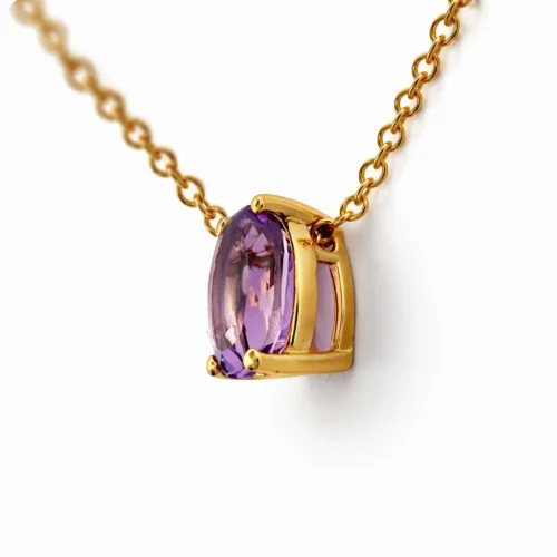 Lant cu pandantiv din aur galben cu amethyst violet (1)