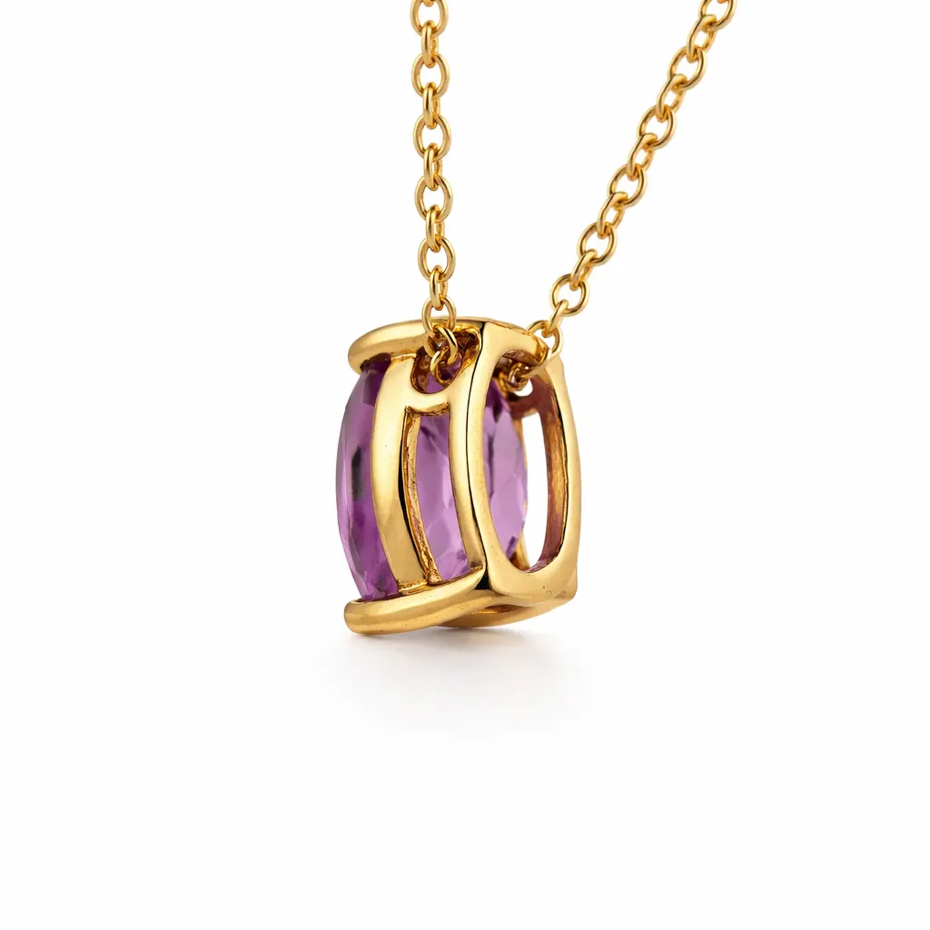 Lant cu pandantiv din aur galben cu amethyst violet (1)