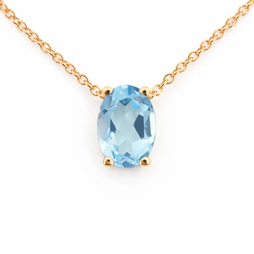 Lănțișor cu pandantiv din aur galben 14k cu piatră albastră — Luvand Jewelry