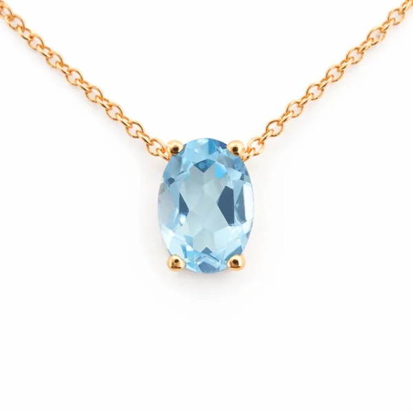 Lănțișor cu pandantiv din aur galben 14k cu piatră albastră — Luvand Jewelry