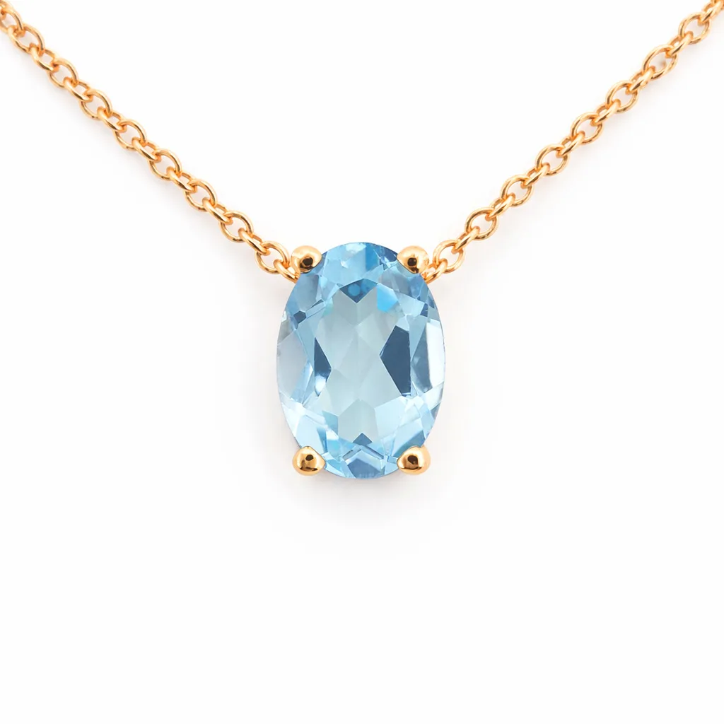 Lant cu pandantiv din aur galben cu piatra blue (1)