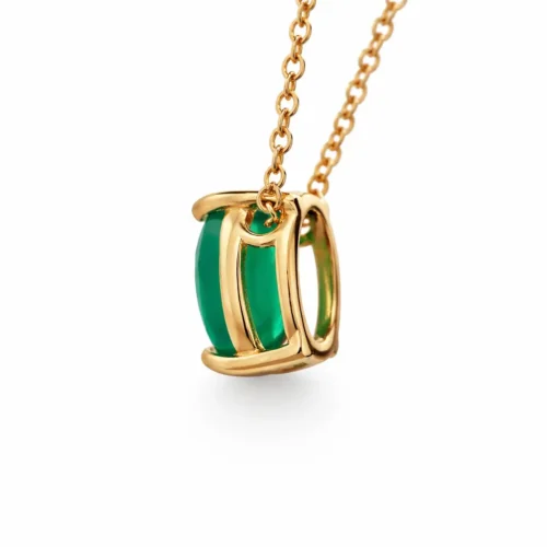Lant cu pandantiv din aur galben cu piatra verde Jade (1)