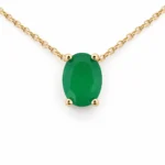 Lant cu pandantiv din aur galben cu piatra verde Jade (1)