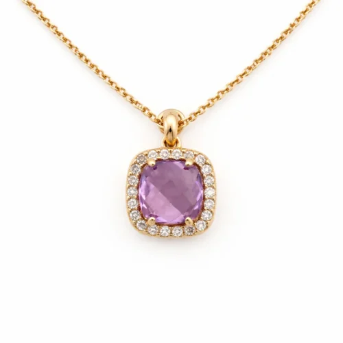 Lănțișor cu pandantiv din aur galben 14k cu zirconia — Luvand Jewelry