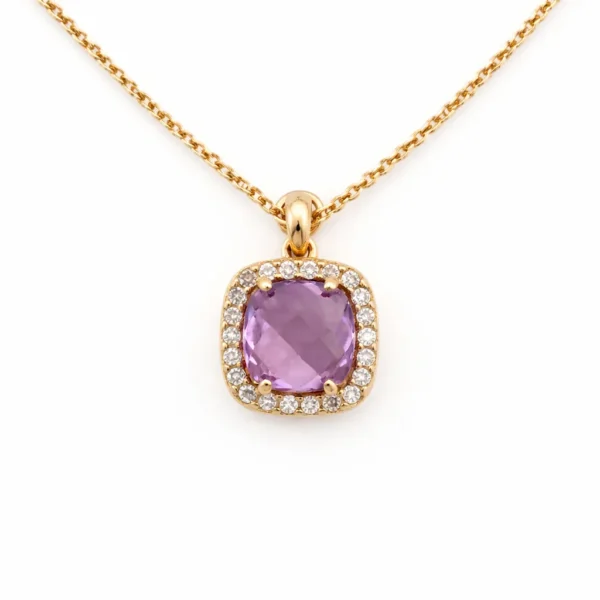 Lănțișor cu pandantiv din aur galben 14k cu zirconia — Luvand Jewelry