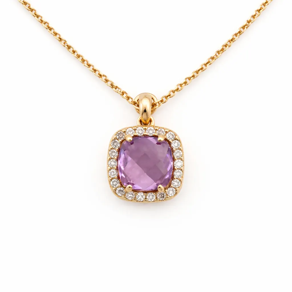 Lant cu pandantiv din aur galben cu zirconia (1)