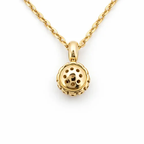 Lant cu pandantiv rotund din aur galben cu zirconii (1)