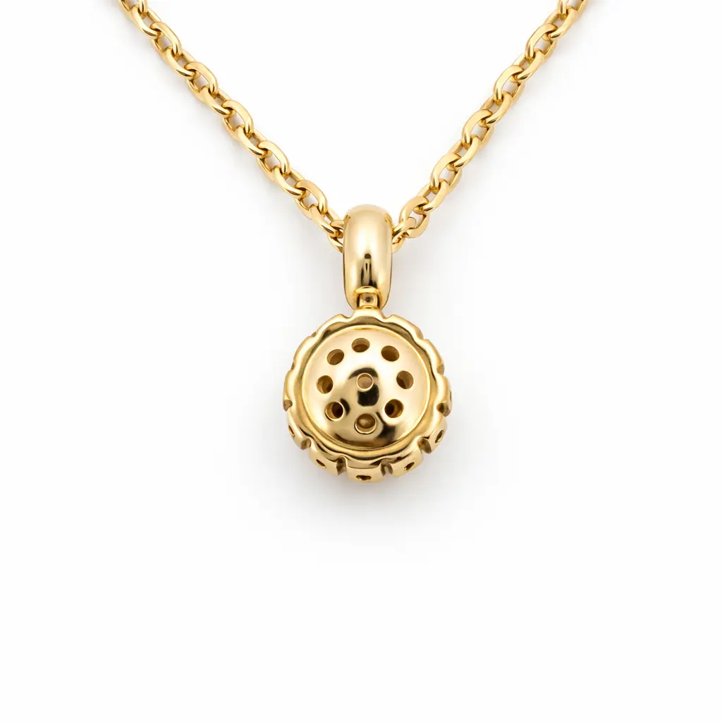 Lant cu pandantiv rotund din aur galben cu zirconii (1)