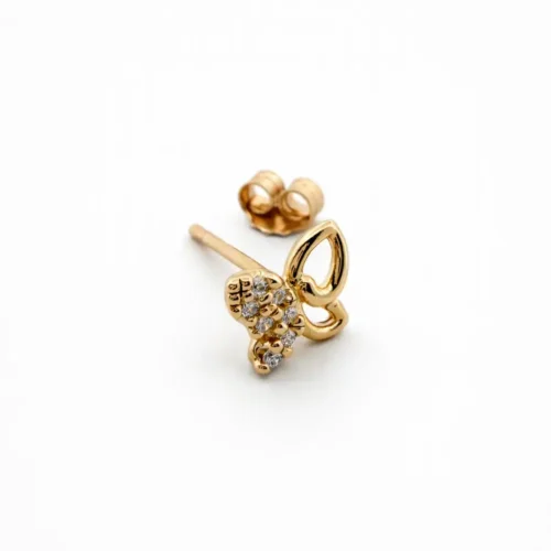 Luvand Cercei fluturasi din aur galben 14k cu zirconiu 1