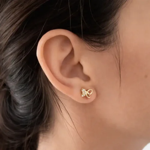 Luvand Cercei fluturasi din aur galben 14k cu zirconiu 1