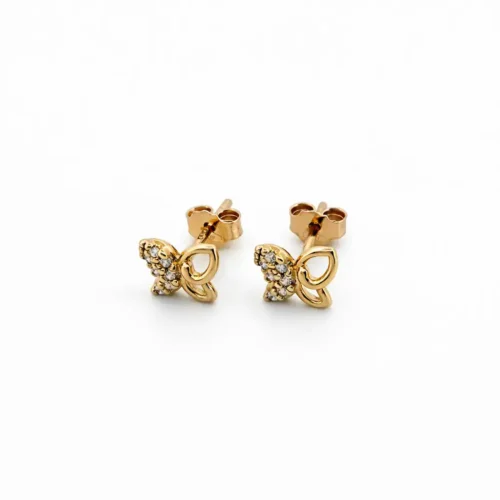 Luvand Cercei fluturasi din aur galben 14k cu zirconiu 1