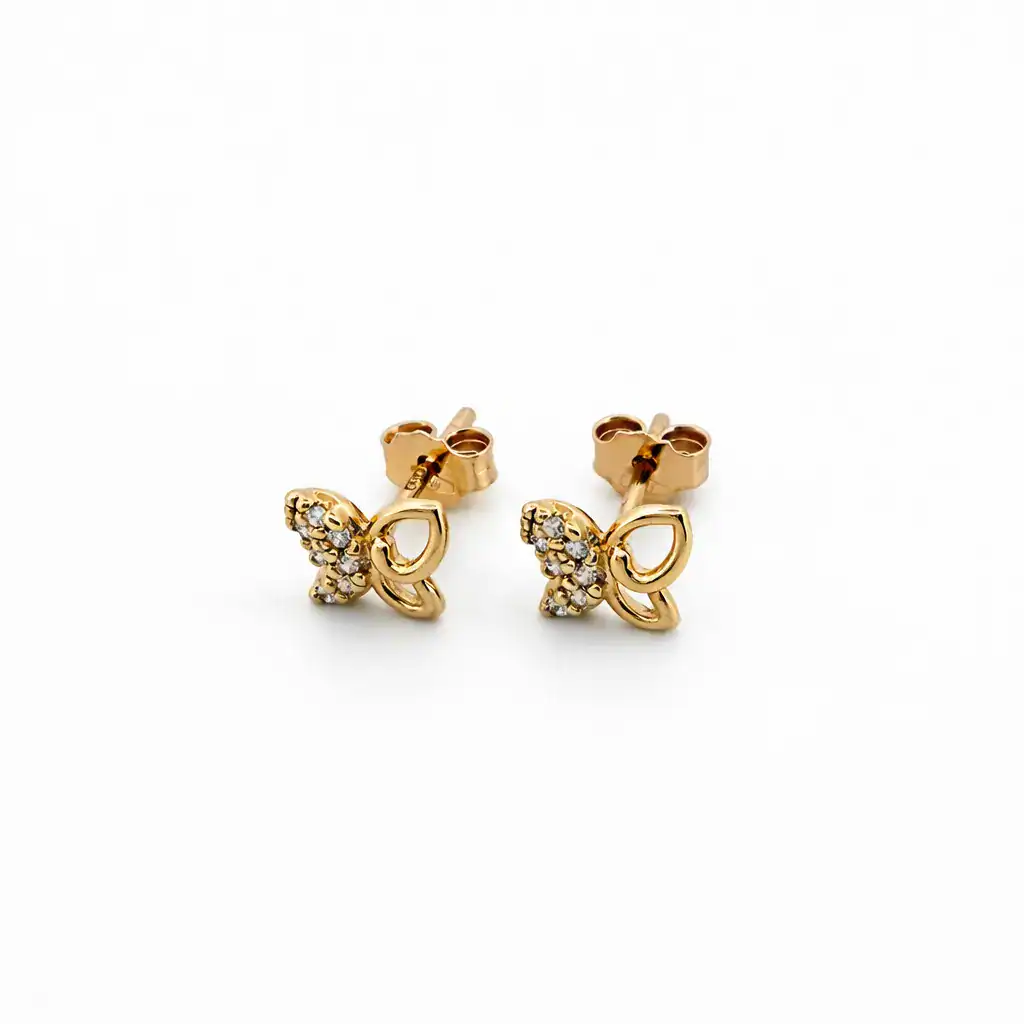 Luvand Cercei fluturasi din aur galben 14k cu zirconiu 1